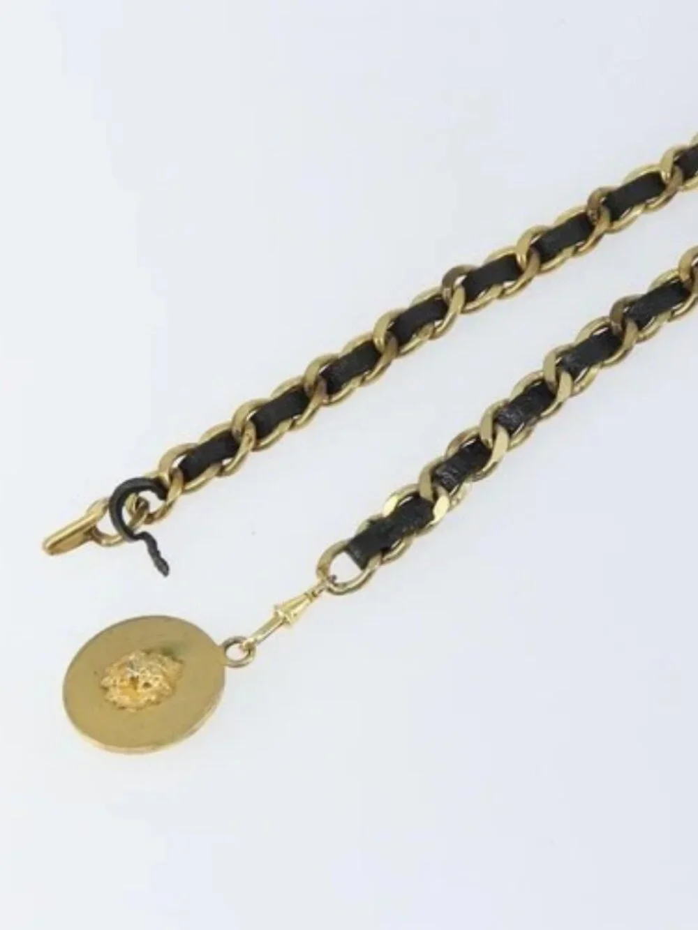 CHANEL Chain Belt metal Gold CC Auth bs32091
